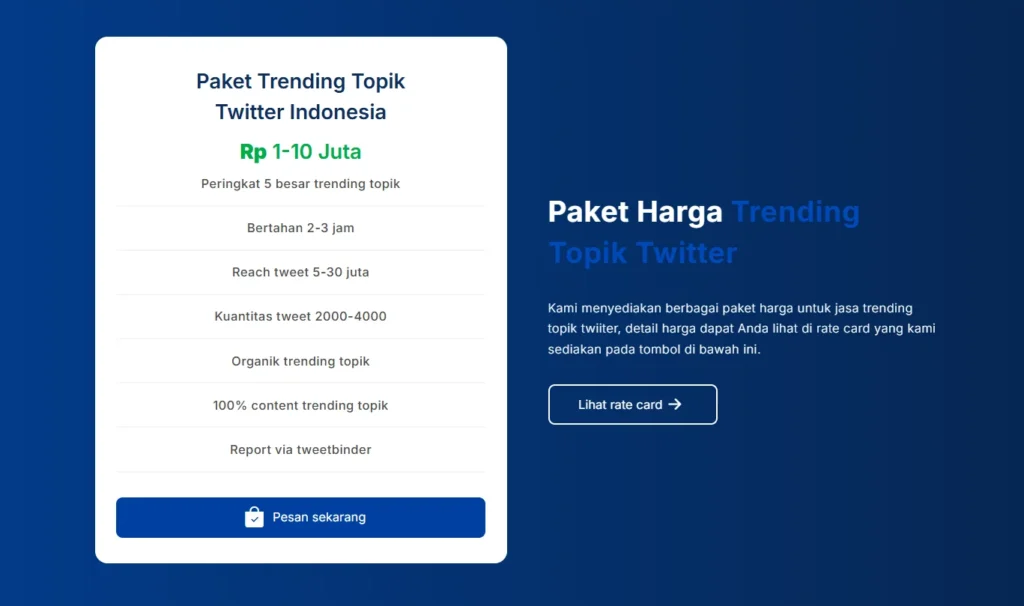 harga jasa trending topik twitter